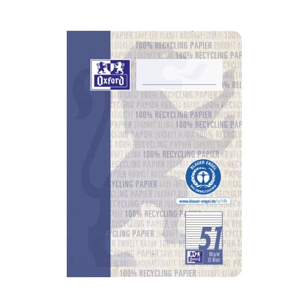 4006144042261 - Oktavheft 400159445 Recycling Lineatur 51 liniert A6 90g blau 32 Blatt 64 Seiten 4006144042261 Oxford 4006144042261 - Oktavheft 400159445 Recycling Lineatur 51 liniert A6 90g blau 32 Blatt 64 Seiten 4006144042261 Oxford