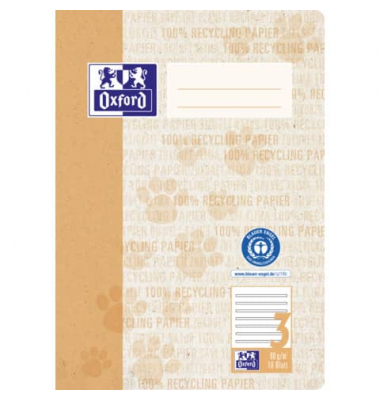 Schulheft 400159455 Recycling, Lineatur 3 / Schreiblern-Lineatur / keine, A5, 90g, gelb, 16 Blatt / 32 Seiten