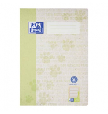 Schulheft 400159463 Recycling, Lineatur 1 / Schreiblern-Lineatur / keine, A4, 90g, lemongr&uuml;n, 16 Blatt / 32 Seiten
