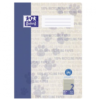 Schulheft 400159465 Recycling, Lineatur 2 / Schreiblern-Lineatur, A4, 90g, dunkelblau, 16 Blatt / 32 Seiten