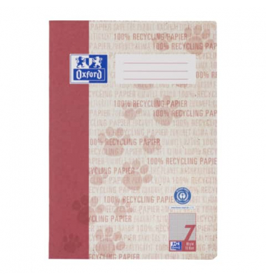 Schulheft 400159473 Recycling, Lineatur 7 / kariert, A4, 90g, rot, 16 Blatt / 32 Seiten