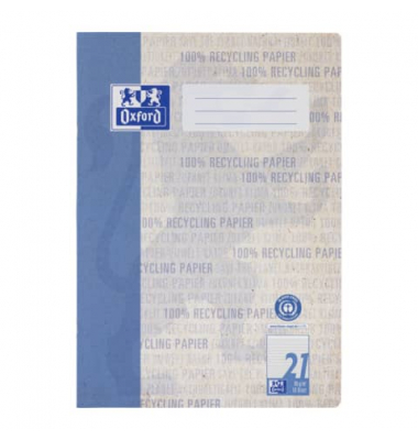 Schulheft 400159477 Recycling, Lineatur 21 / liniert, A4, 90g, blau, 16 Blatt / 32 Seiten