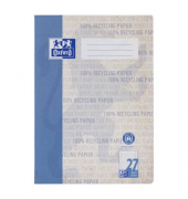 Schulheft 400159481 Recycling, Lineatur 27 / liniert mit Rand innen/au&szlig;en / keine, A4, 90g, blau, 16 Blatt / 32 Seiten