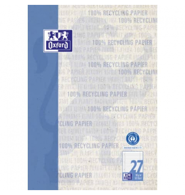 Briefblock 400159592 Recycling, Lineatur 21 / liniert, A4, 90g, blau, 50 Blatt
