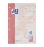 Briefblock 400159594 Recycling, Lineatur 22 / kariert, A4, 90g, rot, 50 Blatt
