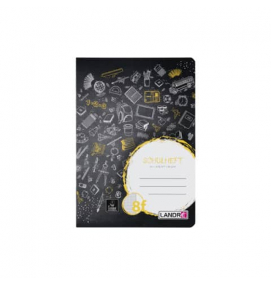 Schulheft 100050074, Lineatur 8f / rautiert mit wei&szlig;em Rand / keine, A5, 80g, schwarz, 16 Blatt / 32 Seiten