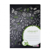 Schulheft 100050044, Lineatur 30 / blanko / keine, A4, 80g, schwarz, 16 Blatt / 32 Seiten