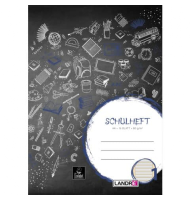 Schulheft 100050030, Lineatur 1 / Schreiblern-Lineatur / keine, A4, 80g, schwarz, 16 Blatt / 32 Seiten