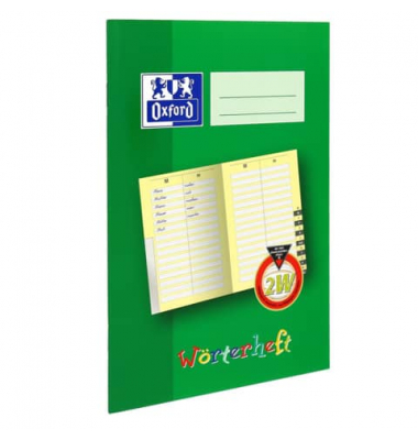 Wörterheft 100059868, Lineatur W2 / Schreiblern-Lineatur / 2 Spalten, A5, 90g, grün, 28 Blatt / 56 Seiten
