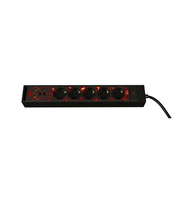 REV GAMER 5-fach Steckdosenleiste 1,4 m schwarz mit USB-Buchse