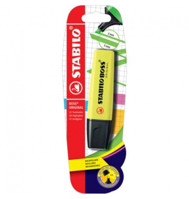 Textmarker STABILO BOSS ORIGINAL, B-10129-10, gelb, 2-5mm Keilspitze