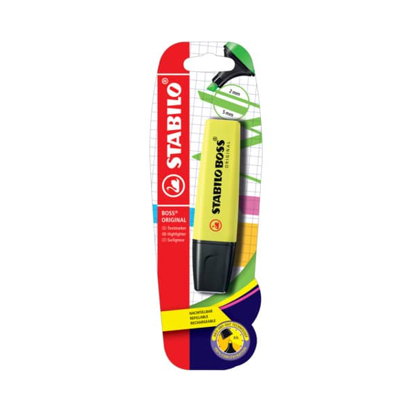 10 Stück Stabilo Textmarker STABILO BOSS ORIGINAL, B-10129-10, Etui, gelb, 2-5mm Keilspitze 4006381101295 Stabilo