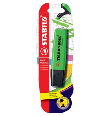 Textmarker STABILO BOSS ORIGINAL, B-10138-10, grün, 2-5mm Keilspitze