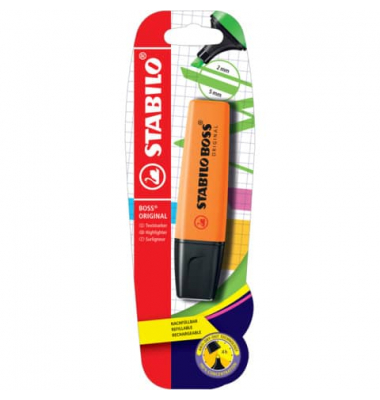 Textmarker STABILO BOSS ORIGINAL, B-10141-10, orange, 2-5mm Keilspitze