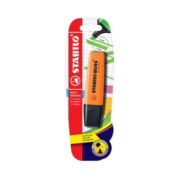 10 Stück Stabilo Textmarker STABILO BOSS ORIGINAL, B-10141-10, orange, 2-5mm Keilspitze 4006381101417 Stabilo