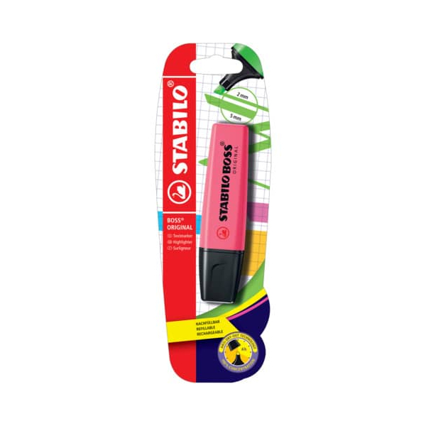 10 Stück Stabilo Textmarker STABILO BOSS ORIGINAL, B-10144-10, pink, 2-5mm Keilspitze 4006381101448 Stabilo