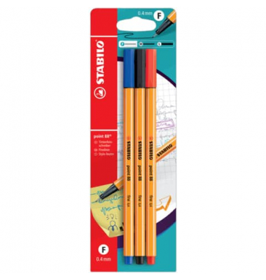 Fineliner-Set point 88, B-10213-10, orange, wei&szlig;e Streifen (Schreibfarbe: 3-farbig sortiert), 0,4mm