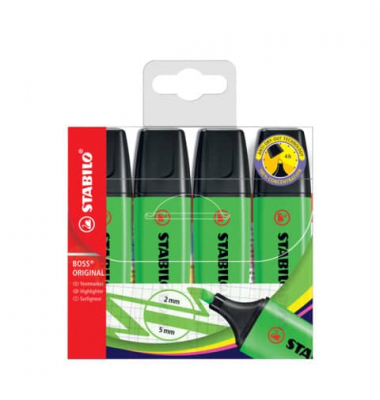 Textmarker STABILO BOSS ORIGINAL Etui, 70/4-33, grün, 2-5mm Keilspitze