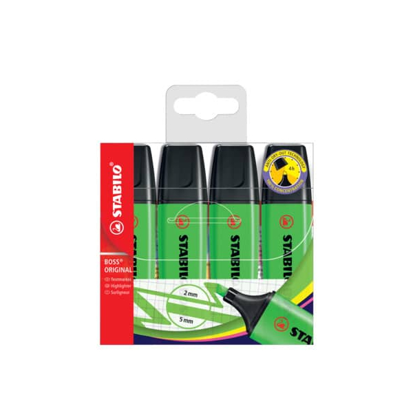 5 Stück Stabilo Textmarker STABILO BOSS ORIGINAL Etui, 70/4-33, grün, 2-5mm Keilspitze 4006381104401 Stabilo 4 Stück