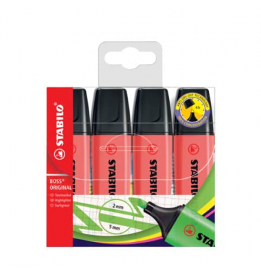 Textmarker STABILO BOSS ORIGINAL Etui, 70/4-40, rot, 2-5mm Keilspitze