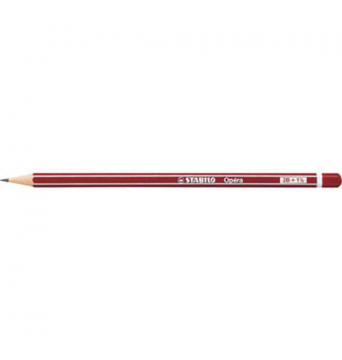 Bleistift STABILO Op&eacute;ra, 285/2B, H&auml;rte 2B, 2,2mm, rot mit wei&szlig;en Kantenstreifen
