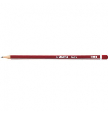 Bleistift STABILO Op&eacute;ra, 285/B, H&auml;rte B, 2,2mm, rot mit wei&szlig;en Kantenstreifen