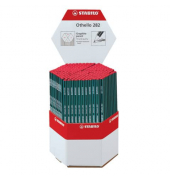 Bleistift-Set STABILO Othello Display, 282/270, H&auml;rte je 45x 2B,H, je 90x B,HB, dunkelgr&uuml;n mit hellgr&uuml;nen Kantenstreifen