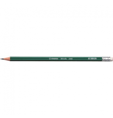 Bleistift STABILO Othello, 2988/HB, H&auml;rte HB, 2,2mm-3mm, dunkelgr&uuml;n mit hellgr&uuml;nen Kantenstreifen, mit Radiergummi