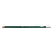 Bleistift STABILO Othello, 2988/2B, H&auml;rte 2B, 2,2mm-3mm, dunkelgr&uuml;n mit hellgr&uuml;nen Kantenstreifen, mit Radiergummi