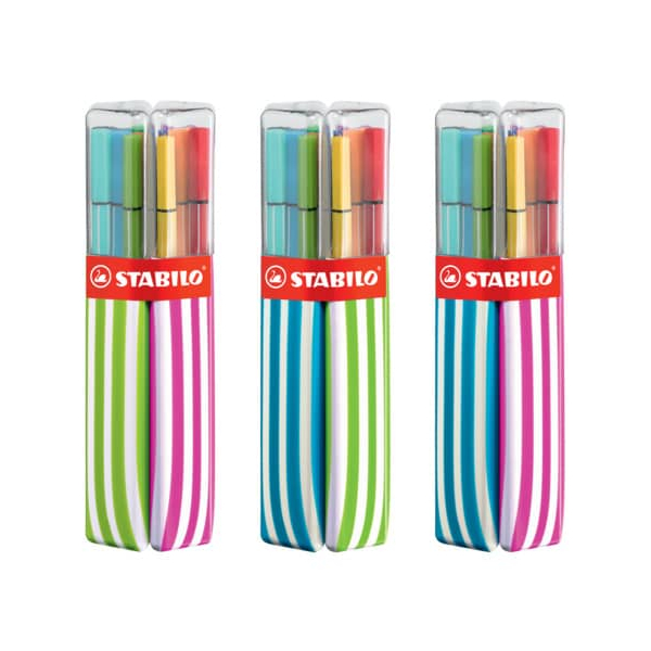 10 x Stabilo Fasermaler Pen 68 Twin Pack Kunststoffbox mit 20 Stiften