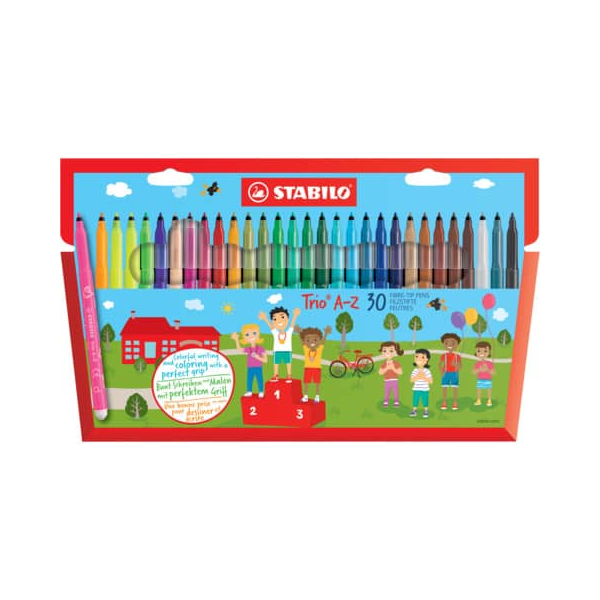 6 x Stabilo Fasermaler mit Dreikant-Griffzone Trio A-Z 0,7 mm Etui mit