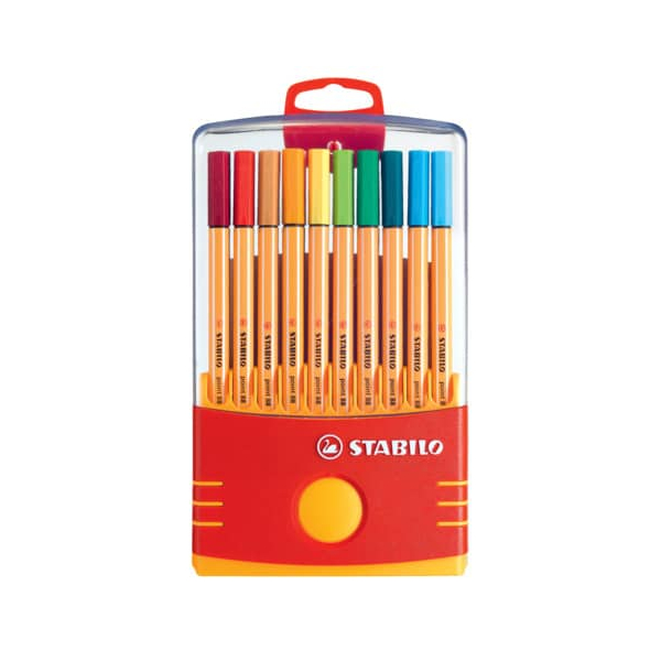 10 Stück Stabilo Fineliner-Set point 88, 8820-031, orange, weiße Streifen (Schreibfarbe: 20-farbig sortiert), 0,4mm 4006381363976 Stabilo 20 Stück