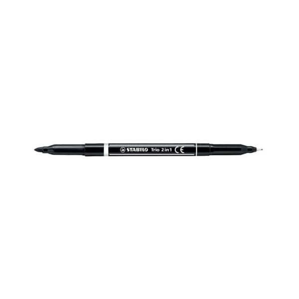 10 x Stabilo Fasermaler und Fineliner in einem Trio 2 in 1 schwarz