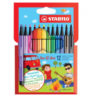 Filzstifte-Set Pen 68 Mini Etui, 668/12, farbig sortiert, sechskant, Packung