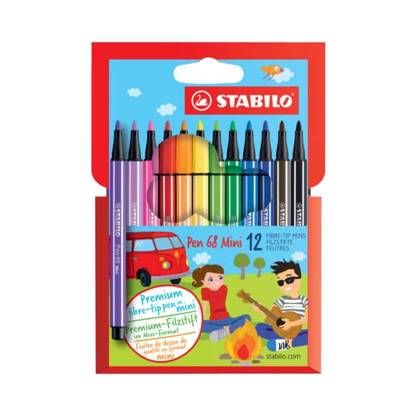 10 Stück Stabilo Filzstifte-Set Pen 68 Mini Etui, 668/12, farbig sortiert, sechskant, Packung 4006381379670 Stabilo 12 Stück