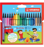 Premium-Filzstift - Pen 68 Mini - 18er Pack - mit 18 verschiedenen Farben
