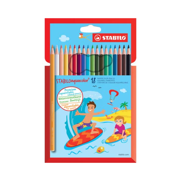 6 Stück Stabilo Farbstifte-Set STABILOaquacolor Etui, 1618-6, farbig sortiert, sechskant, Packung 4006381483650 Stabilo 18 Stück