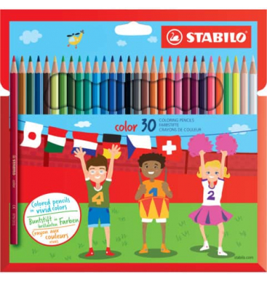 Buntstifte-Set STABILO color Etui, 1930/77-01, farbig sortiert, sechskant, Packung