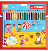 Buntstifte-Set STABILO Trio dick, 203/24-01, farbig sortiert, dreikant, ergonomisch, Packung