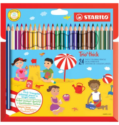 Buntstifte-Set STABILO Trio dick, 203/24-01, farbig sortiert, dreikant, ergonomisch, Packung