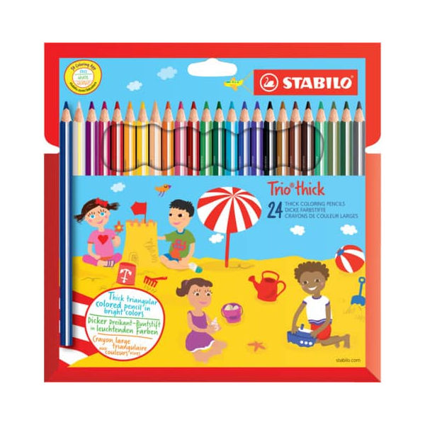 4006381483995 - STABILO Trio Thick - Thick Triangular Colored Pencil - Set 24 pcs
