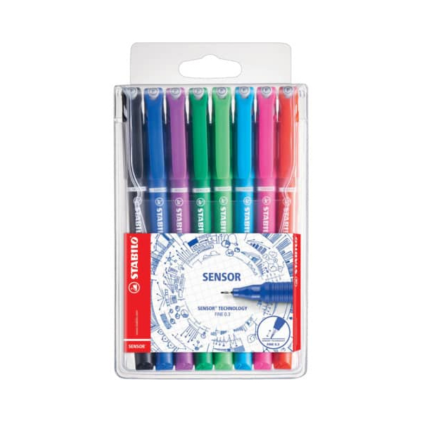 5 x Stabilo Fineliner Sensor Etui 0,3 mm Kunststoffetui VE=8 Stück