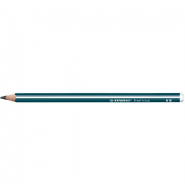 Bleistift STABILO Trio dick, 399/HB, H&auml;rte HB, 3,15mm, petrol mit wei&szlig;en Kantenstreifen