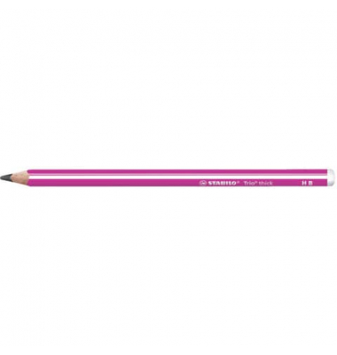 Bleistift STABILO Trio dick, 399/01-HB, H&auml;rte HB, 3,15mm, pink mit wei&szlig;en Kantenstreifen