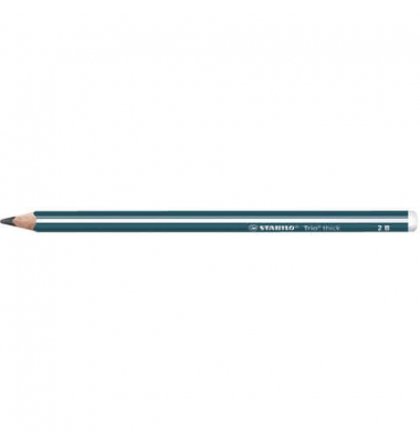 Bleistift STABILO Trio dick, 399/2B, petrol mit weißen Kantenstreifen, 3,15mm, 2B