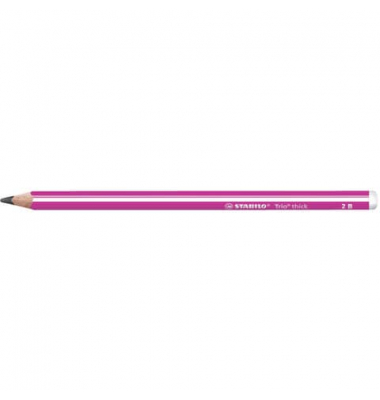 Bleistift STABILO Trio dick, 399/01-2B, H&auml;rte 2B, 3,15mm, pink mit wei&szlig;en Kantenstreifen