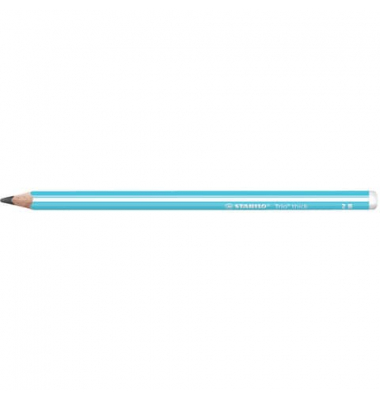 Bleistift STABILO Trio dick, 399/02-2B, blau mit weißen Kantenstreifen, 3,15mm, 2B