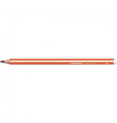 Bleistift STABILO Trio dick, 399/03-2B, H&auml;rte 2B, 3,15mm, orange mit wei&szlig;en Kantenstreifen