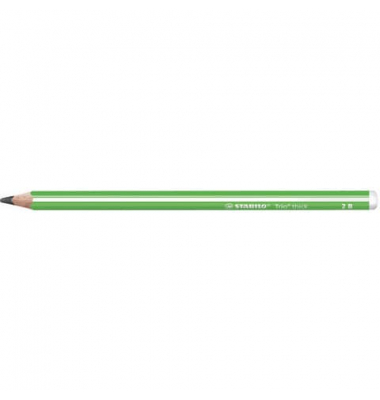 Bleistift STABILO Trio dick, 399/04-2B, grün mit weißen Kantenstreifen, 3,15mm, 2B
