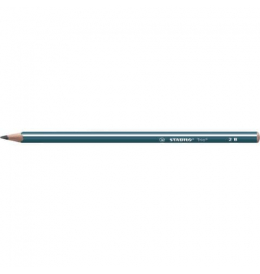 Bleistift STABILO Trio, 369/2B, petrol mit weißen Kantenstreifen, 2,2mm, 2B